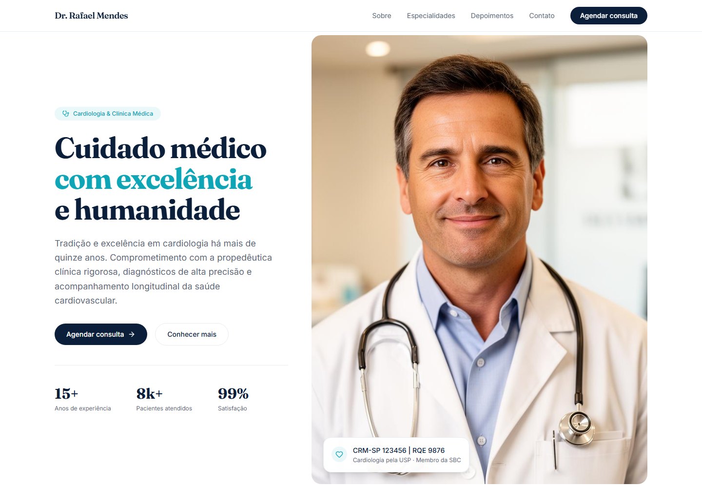 Landing page desenvolvida para um profissional da saúde
